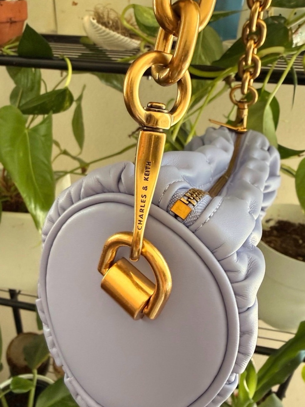 Charles & Keith Lilac Quilted Chain Shoulder Bag - Picture 3 of 4